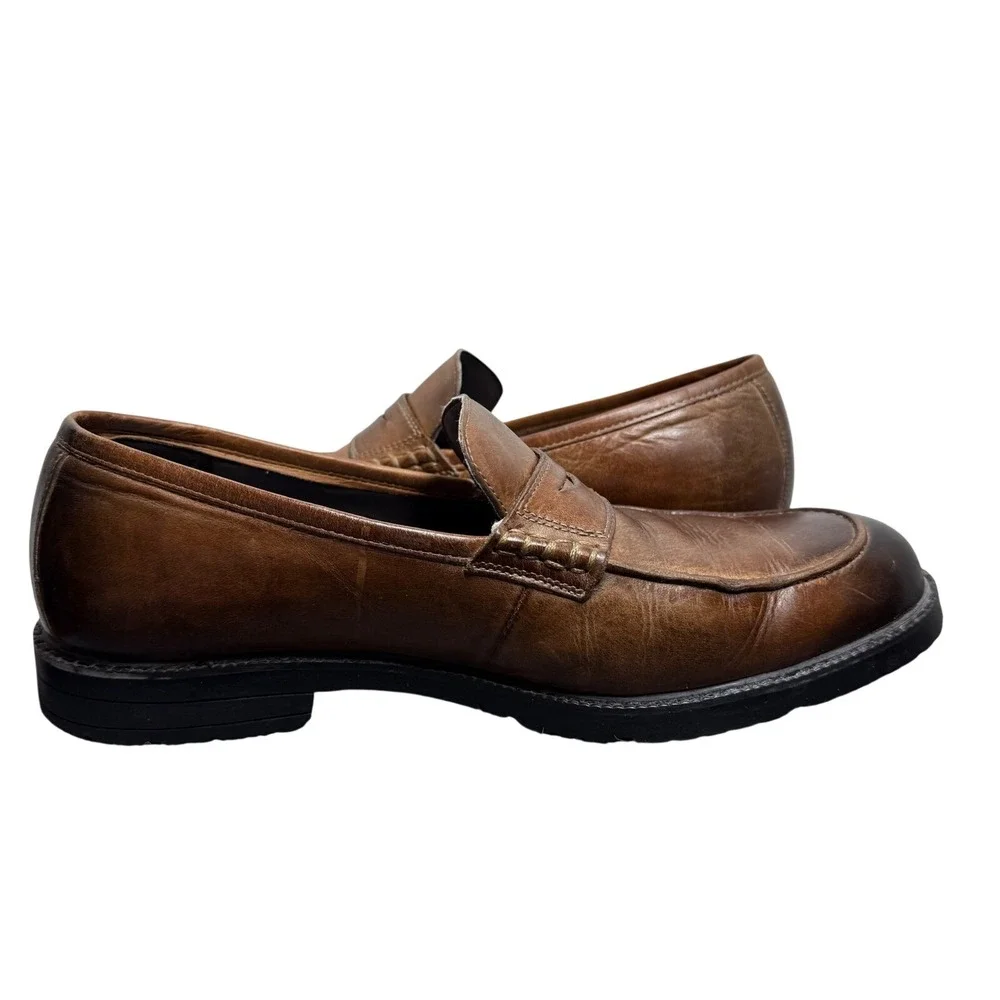 Rockport Mens 10.5M Brown Leather Penny Loafers adiPRENE Slip On Comfort K58464